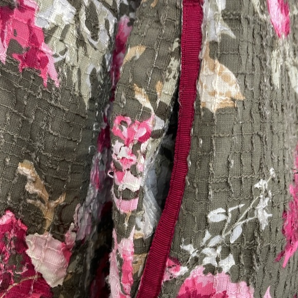 J Jill floral Jacket Womens L Button Down 2 Pocket Cardigan Pink Green Jacket - Picture 8 of 10